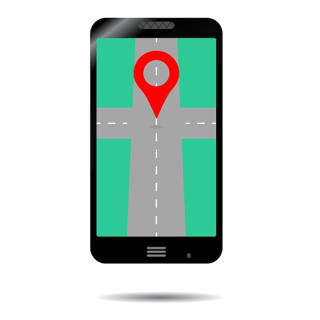 Ícono de GPS para teléfono inteligente Aplicación para gadget de transporte e ilustración de cartografía