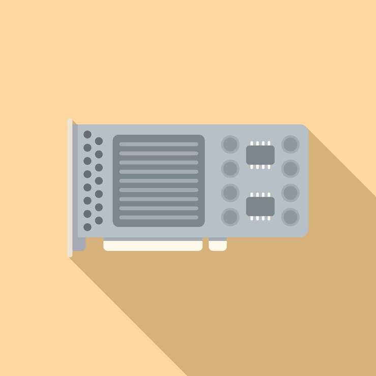 Vector icono de gpu vector plano tarjeta de computadora chip cpu