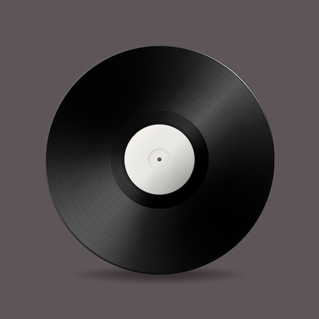 Icono de grabación de LP de vinilo de gramófono de música realista. plantilla de retro long play.