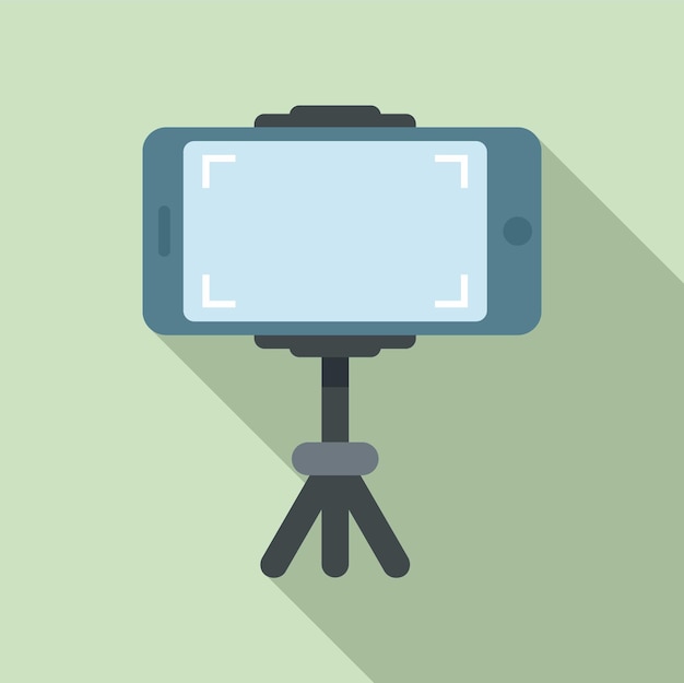 Icono de grabación de vídeo de smartphone en trípode Ilustración plana de icono de vector de grabación de vídeo de smartphone en trípode para diseño web