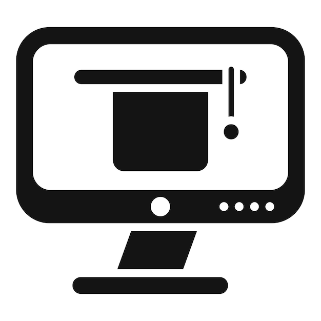 Icono de graduación de formación en línea simple vector Curso web Distancia del estudiante