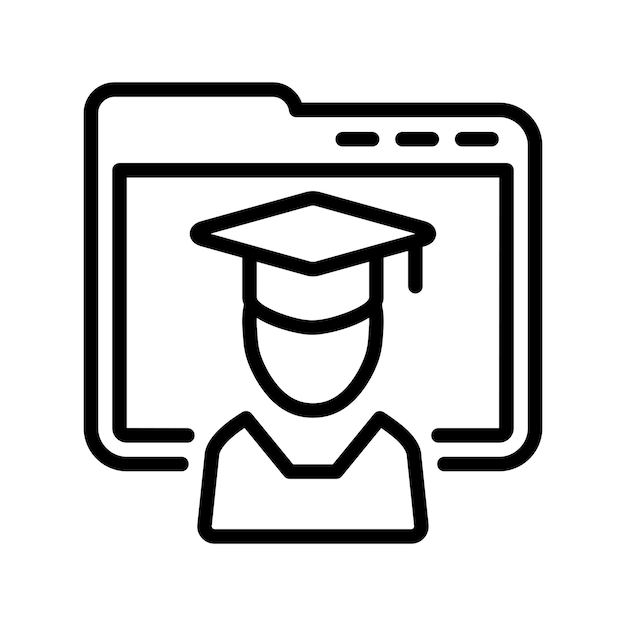 El icono de la graduación en línea