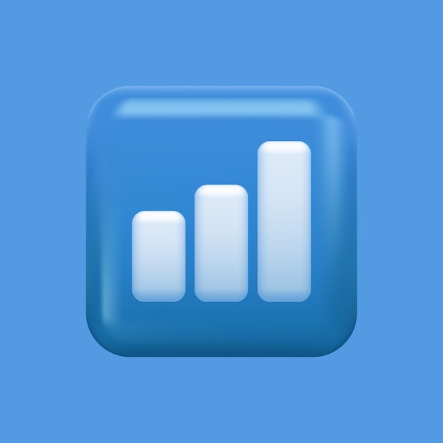 Icono de gráfico 3D. Botón gráfico azul aislado. Ilustración vectorial