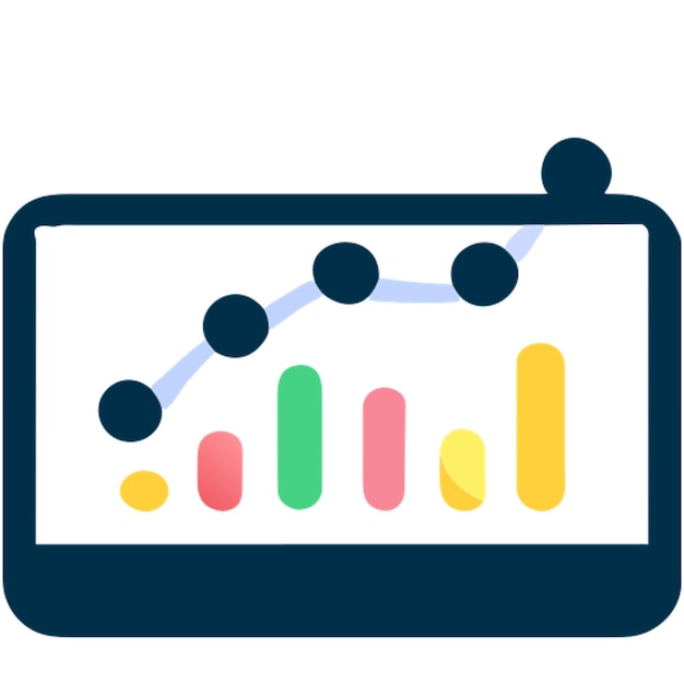 el icono del gráfico de acciones con formas de colores