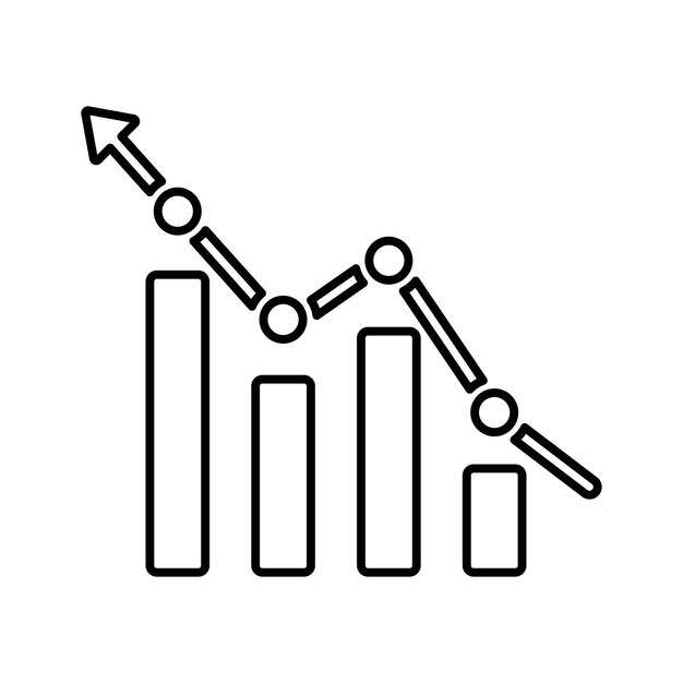 Icono de gráfico acumulado Diseño de contorno de línea