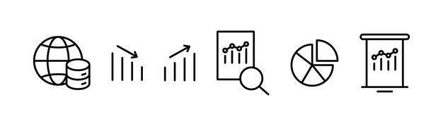 Icono de gráfico de análisis de datos comerciales Diseño vectorial de trazos editable
