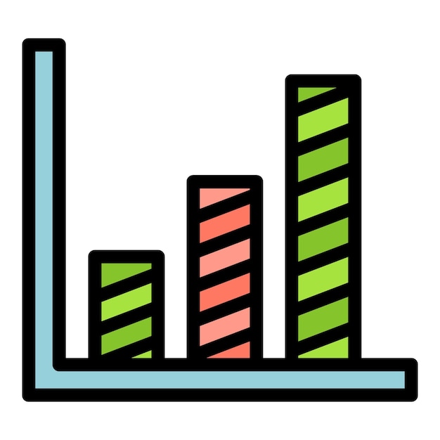 Icono de gráfico de barras de Bitcoin Esquema icono de vector de gráfico de barras de Bitcoin para diseño web aislado en color plano de fondo blanco