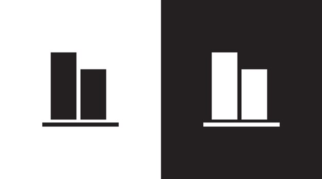 Ícono de gráfico de barras en color blanco y negro Vector