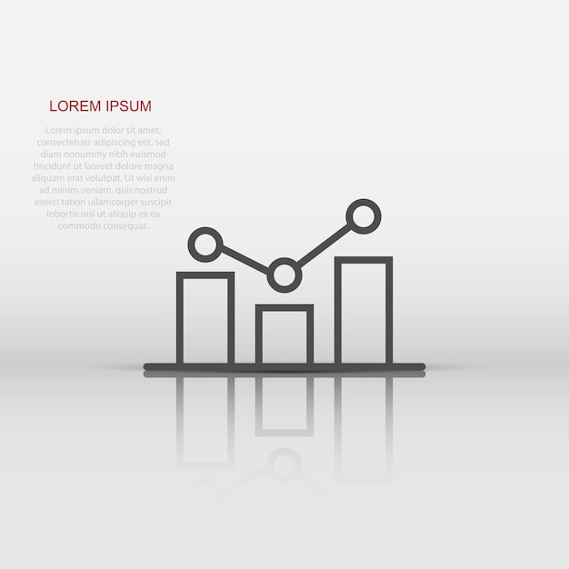 Icono de gráfico de barras en crecimiento en estilo plano Aumento de la ilustración vectorial de flecha en fondo blanco Concepto de negocio de progreso infográfico