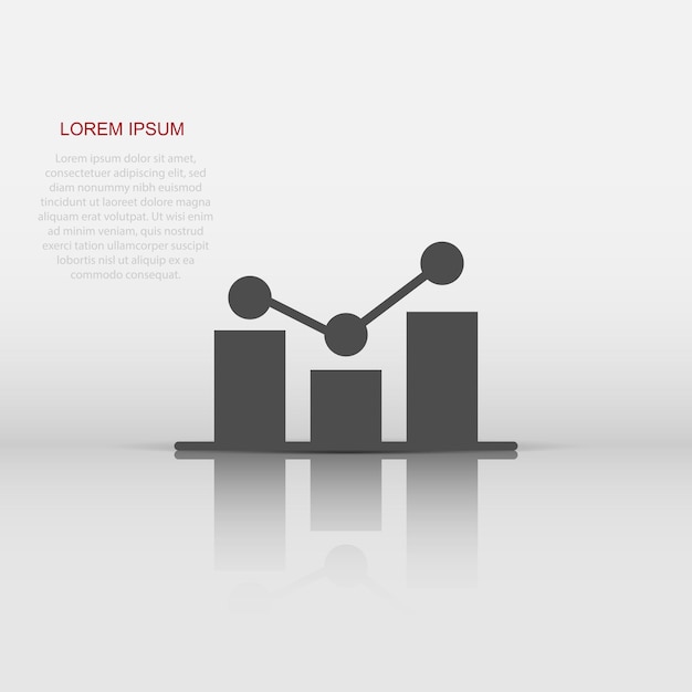 Icono de gráfico de barras en crecimiento en estilo plano Aumento de la ilustración vectorial de flecha en fondo blanco Concepto de negocio de progreso infográfico