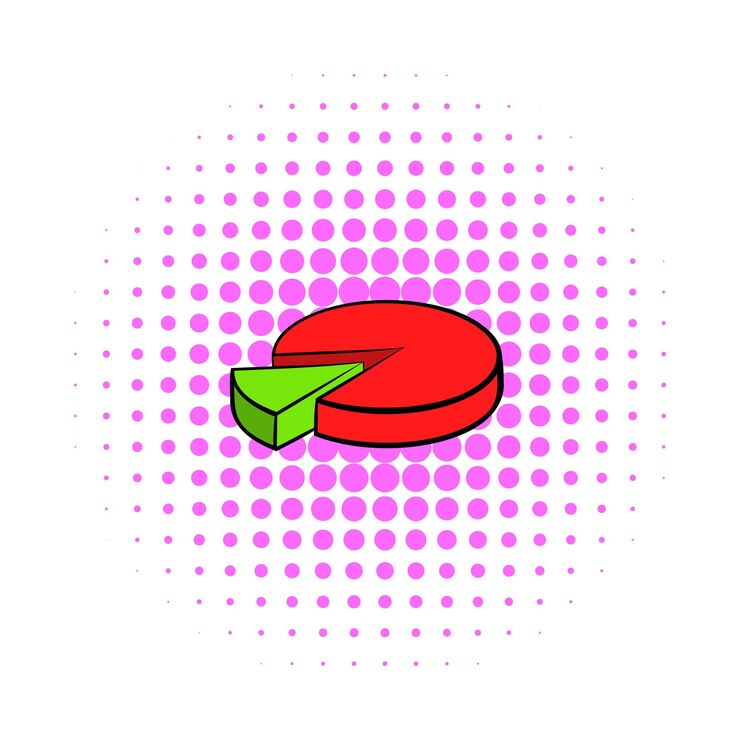 Vector icono de gráfico circular en estilo cómic aislado sobre fondo blanco