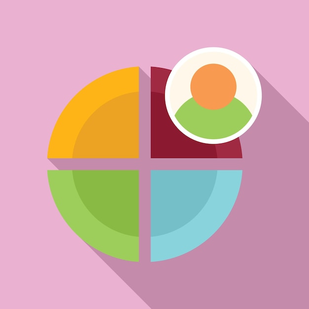 Icono de gráfico circular de plomo vector plano Objetivo de mercado Cuota de negocio