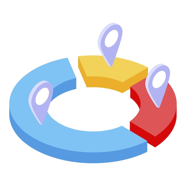 Icono de gráfico circular de regresión Isométrico del icono vectorial de gráfico circular de regresión para diseño web aislado sobre fondo blanco