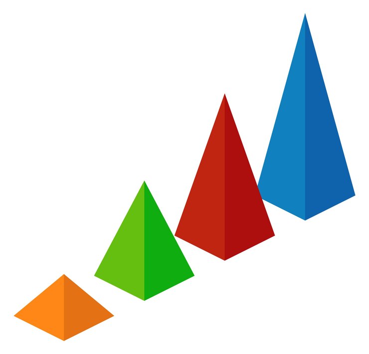 Vector icono de gráfico de columna de pirámide elemento de color isométrico