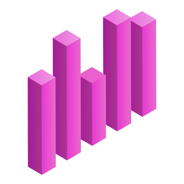 Icono de gráfico de columnas Isométrico del icono de vector de gráfico de columnas para diseño web aislado sobre fondo blanco