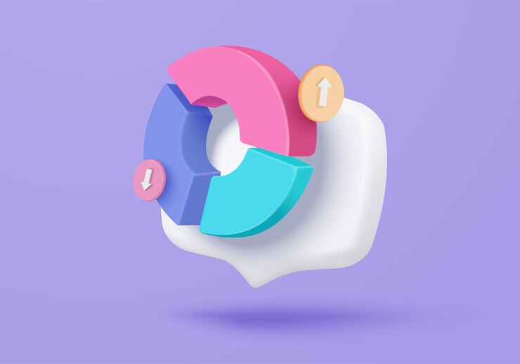 Vector ícono de gráfico estadístico 3d para diagrama de inversión informe concepto de solución creativa en fondo pastel meta para finanzas bancarias de negocios análisis 3d de gráfico de inversión ícono vectorial ilustración de renderización
