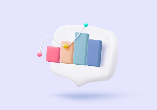 Ícono de gráfico estadístico 3D para diagrama de inversión informe concepto de solución creativa en fondo pastel meta para finanzas bancarias de negocios análisis 3D de gráfico de inversión ícono vectorial ilustración de renderización