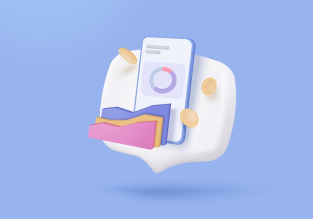 Ícono de gráfico estadístico 3D para diagrama de inversión informe concepto de solución creativa en fondo pastel meta para finanzas bancarias de negocios análisis 3D de gráfico de inversión ícono vectorial ilustración de renderización