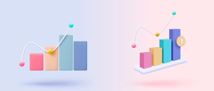 Vector ícono de gráfico estadístico 3d para diagrama de inversión informe concepto de solución creativa en fondo pastel meta para finanzas bancarias de negocios análisis 3d de gráfico de inversión ícono vectorial ilustración de renderización