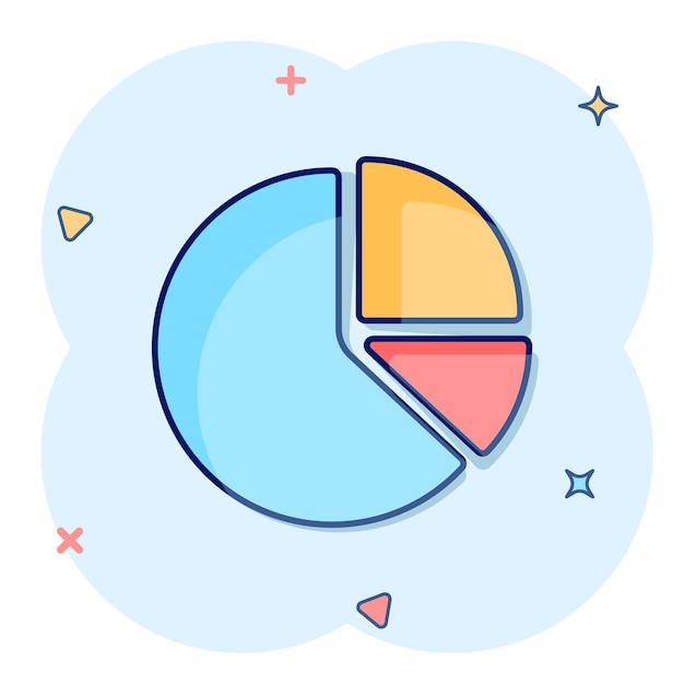 Icono de gráfico en estilo cómico Diagrama de dibujos animados Ilustración vectorial en fondo blanco aislado Estadísticas efecto salpicaduras Concepto de negocio