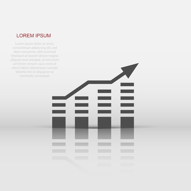 Icono de gráfico en estilo plano Flecha crecer ilustración vectorial sobre fondo blanco aislado Concepto de negocio de análisis