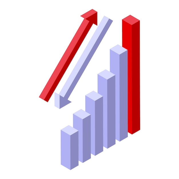 Icono de gráfico de éxito financiero vector isométrico Flecha de crecimiento Diagrama financiero