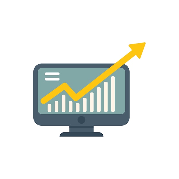 Ícono de gráfico financiero vector plano Documento de informe Datos de gráfico