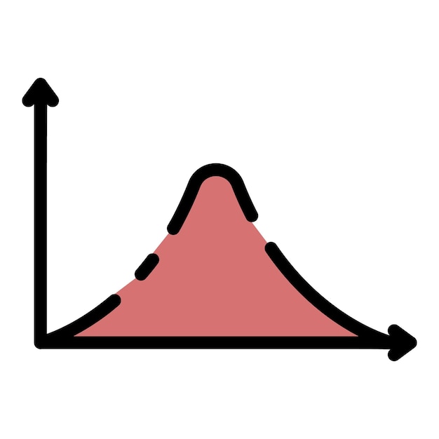 Icono de gráfico de función de histograma de Gauss Contorno de icono de vector de gráfico de función de histograma de Gauss color plano aislado