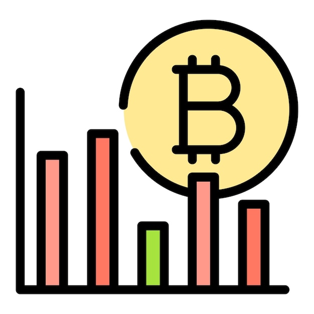 Icono de gráfico de información de bitcoin contorno icono de vector de gráfico de información de bitcoin para diseño web aislado en color plano de fondo blanco