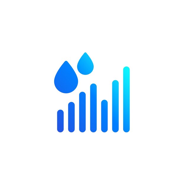 Icono del gráfico de lluvia en blanco