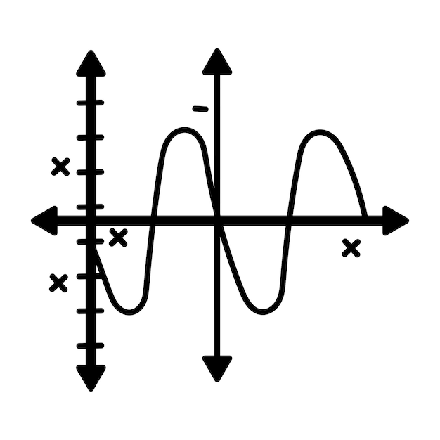 Ícono de gráfico matemático en estilo dibujado a mano