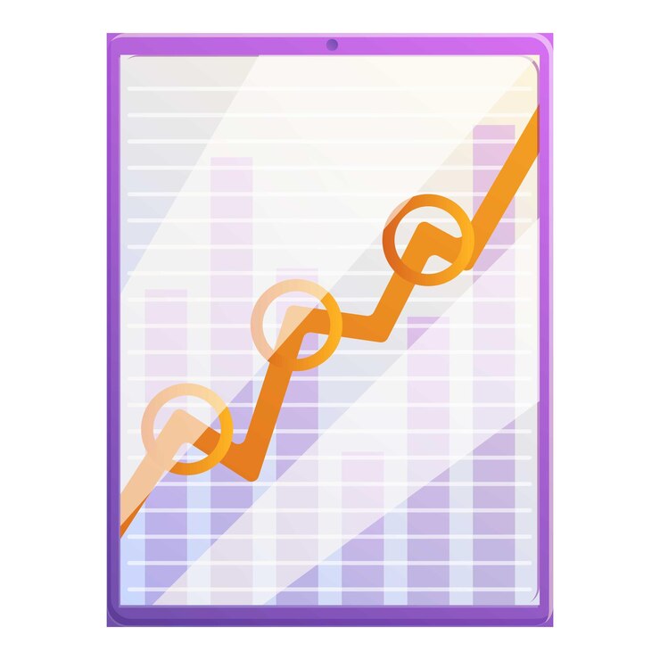 Vector icono de gráfico de monetización de tableta caricatura de icono de vector de gráfico de monetización de tableta para diseño web aislado sobre fondo blanco