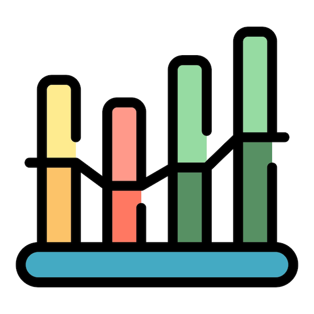 Icono de gráfico de negocios de información Icono de vector de gráfico de negocios de información de esquema para diseño web aislado en color plano de fondo blanco
