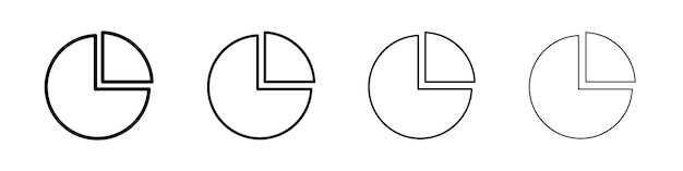 Icono de gráfico de pastel Conjunto de símbolos de signos de contorno