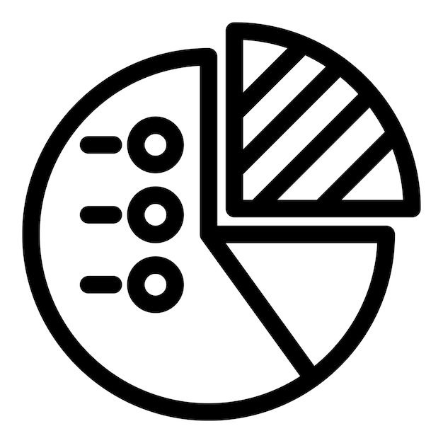 El icono del gráfico de pastel que representa el análisis de la cuota de mercado