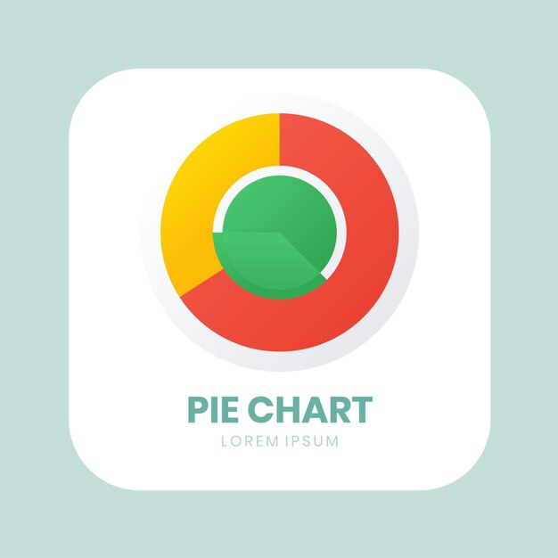 icono de gráfico de pastel sencillo con gradiente