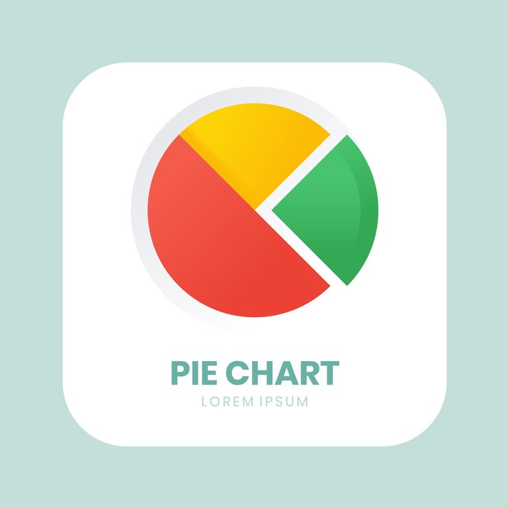 Vector icono de gráfico de pastel sencillo con gradiente