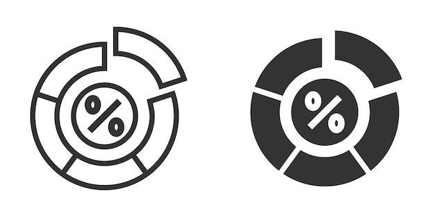 Icono de gráfico de pastel con símbolo de porcentaje diseño minimalista