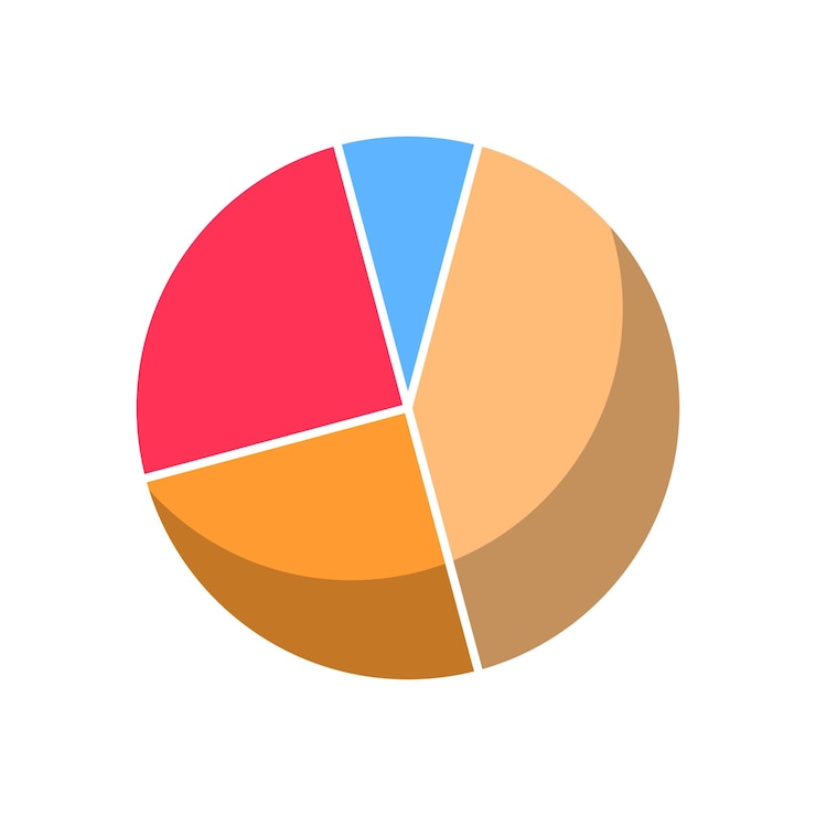 Vector ícono de gráfico de pie con segmento de color