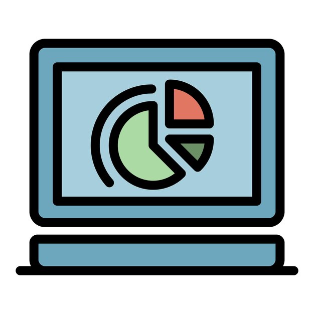 El icono del gráfico de préstamos para computadoras El esquema del gráfico del préstamo para computadoras Icono vectorial de color plano aislado
