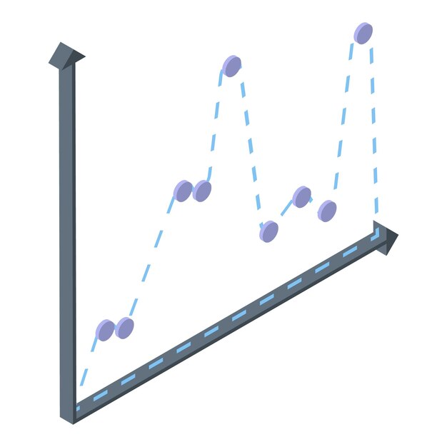 Icono de gráfico de regresión de problemas Isométrico del icono de vector de gráfico de regresión de problemas para diseño web aislado sobre fondo blanco