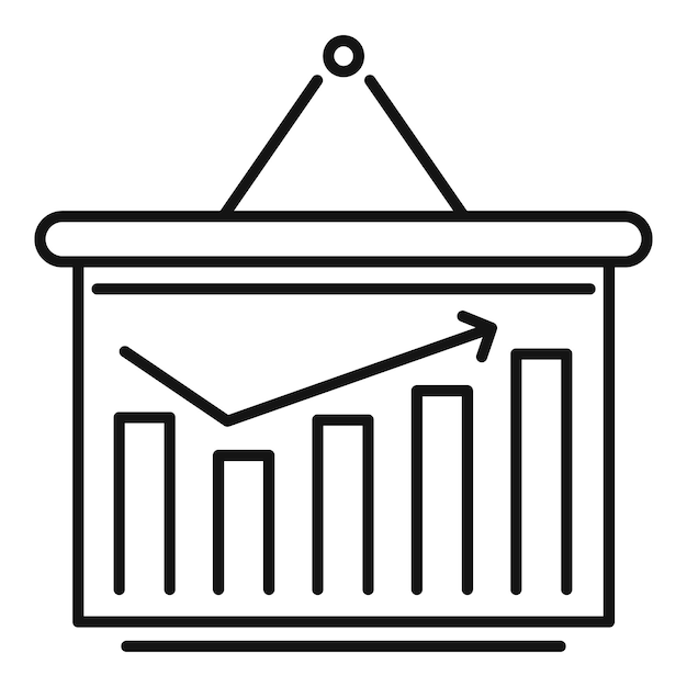 Icono de gráfico SMM Icono de vector de gráfico SMM de esquema para diseño web aislado sobre fondo blanco