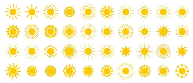 Icono de gran conjunto de sol. elemento de colección de luz solar. ilustración de vector