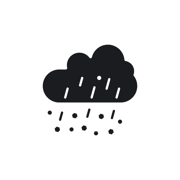 Icono de granizo de nubes aislado en fondo blanco