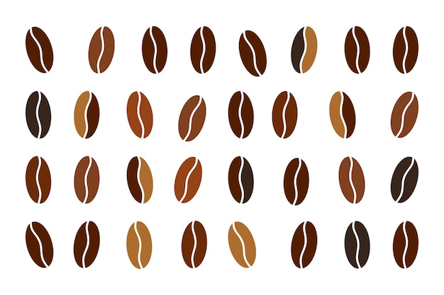 Icono de granos de café para la cafetería Sinal y ilustración del símbolo de granos del café de la mañana