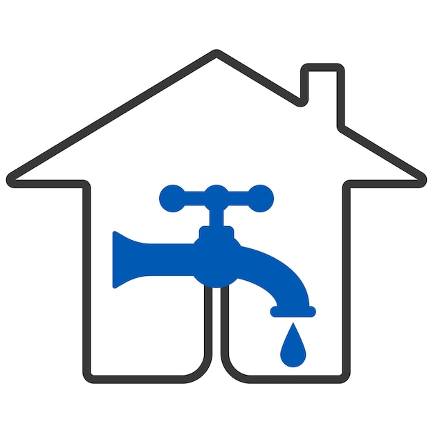 Vector icono de grifo de agua gota comunicación casa tubo proyecto construcción apartamento