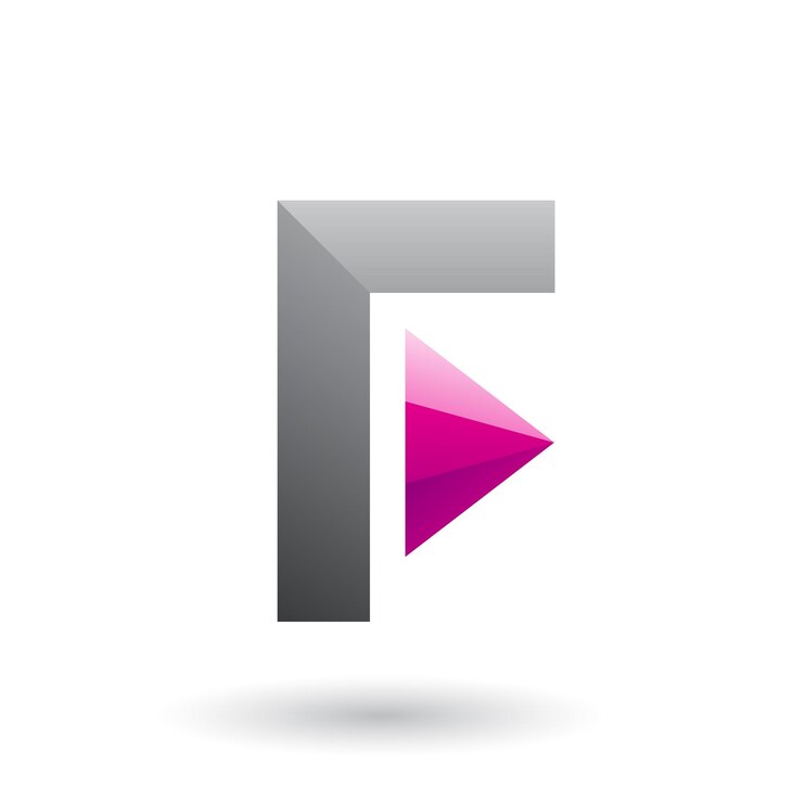 Vector icono gris de la letra f con una ilustración vectorial triangular