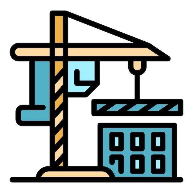Icono de la grúa de construcción Contorno del icono vectorial de la grua de construcción Color plano aislado