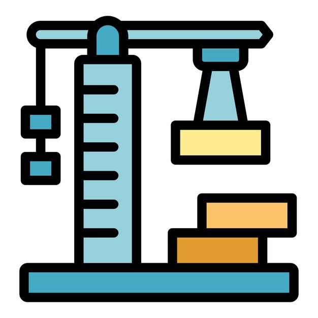 Icono de grúa de construcción vector de contorno Banco de dinero Edificio de negocios color plano