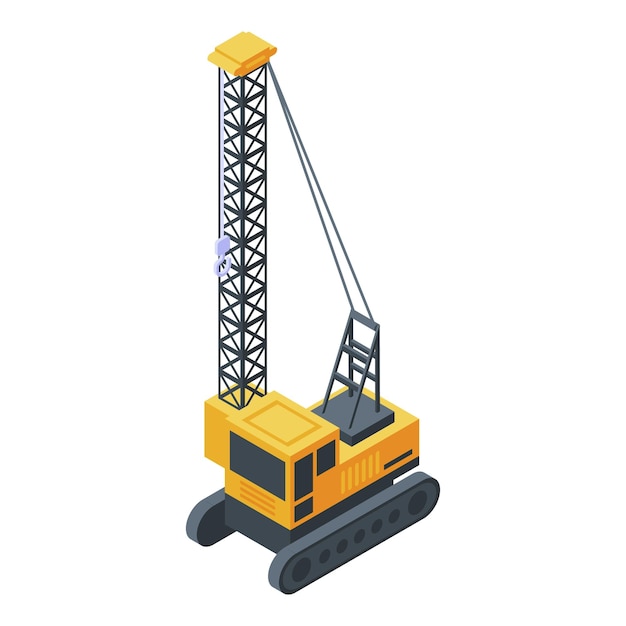 Icono de grúa excavadora alta Isométrico de icono de vector de grúa excavadora alta para diseño web aislado sobre fondo blanco